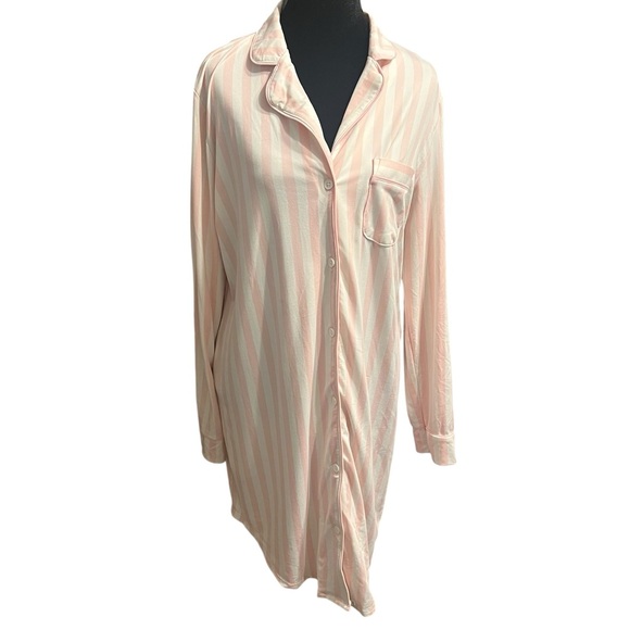 Charter Club Other - Women's Charter Club Pink White Striped Pajama Shirt Dress M